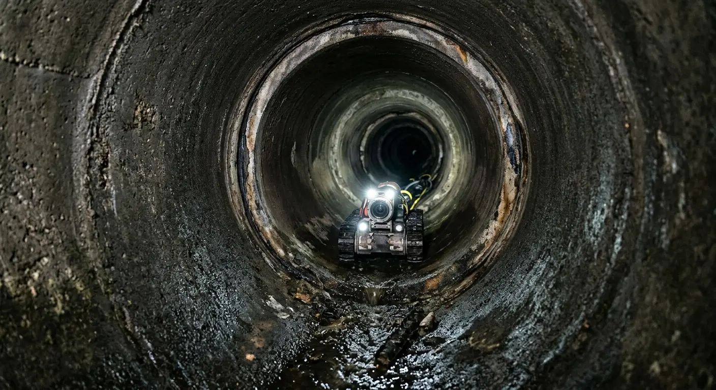 Robotic sewer camera inspecting pipe interior for Drain Snake Service in Kalifornsky